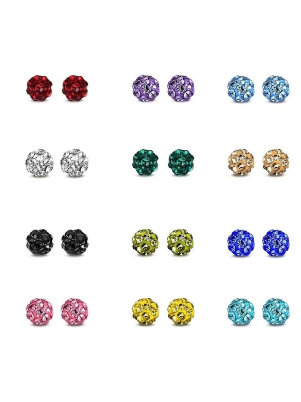 Rhinestone Crystal Ball Stud Earrings Set | Disco Ball Pave Bead